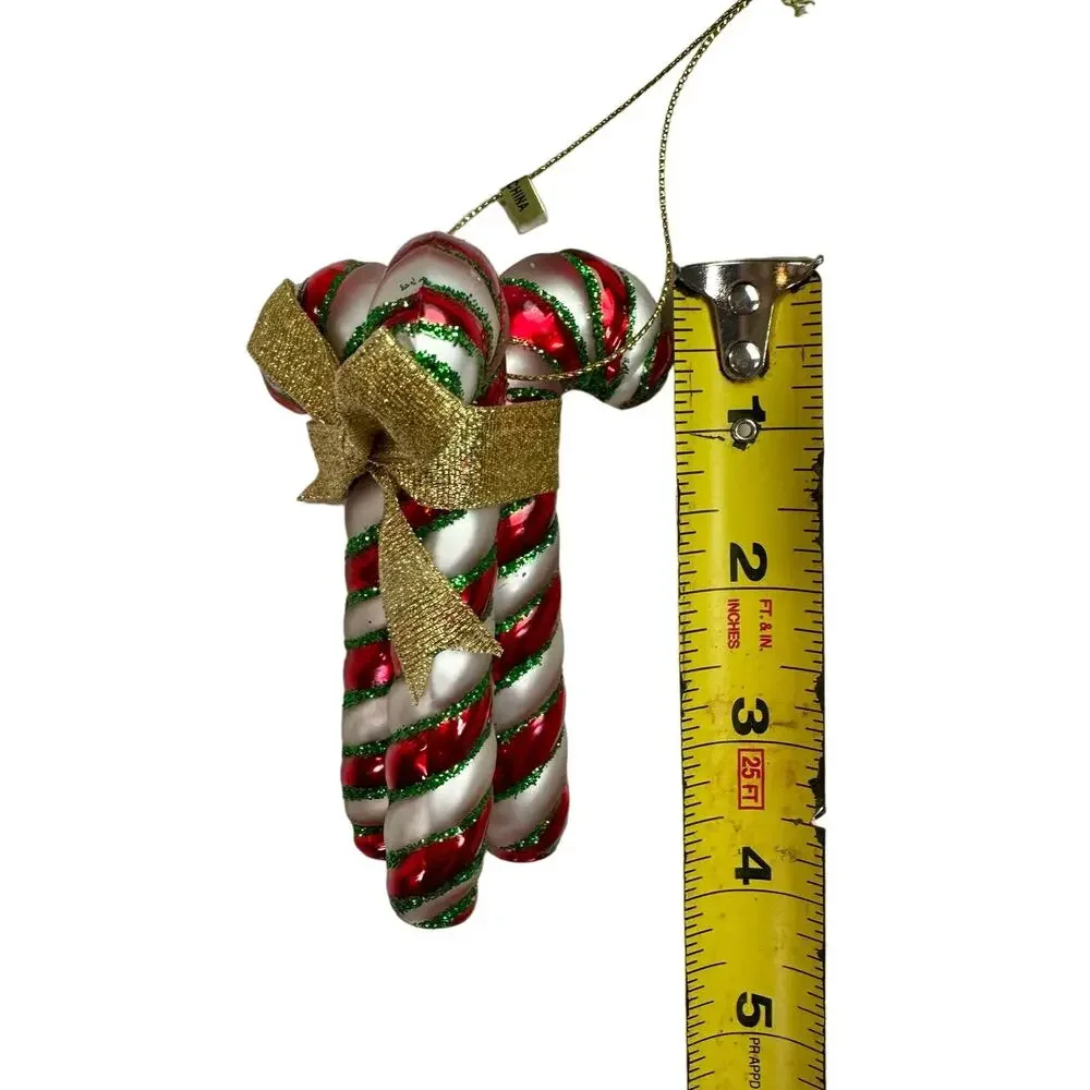 Fitz & Floyd In Box Glass Candylane Candy Cane Christmas Tree Ornament Decor